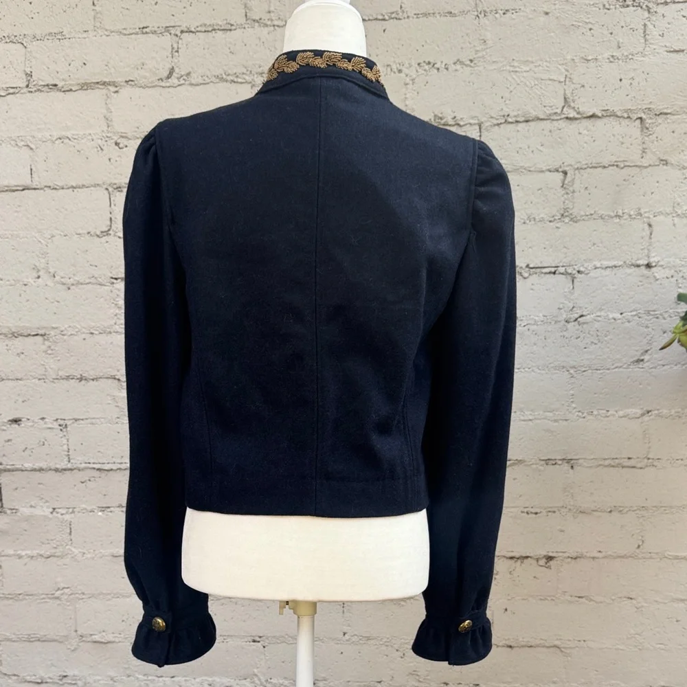 Free People Wool Regan Puff Sleeve Military Jacket Blazer Size S - Picture 5 of 14
